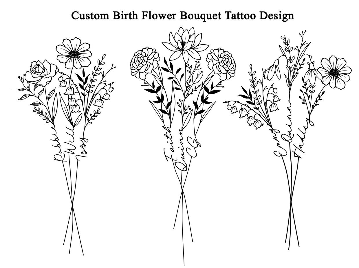 Birth Flower Bouquet Tattoo